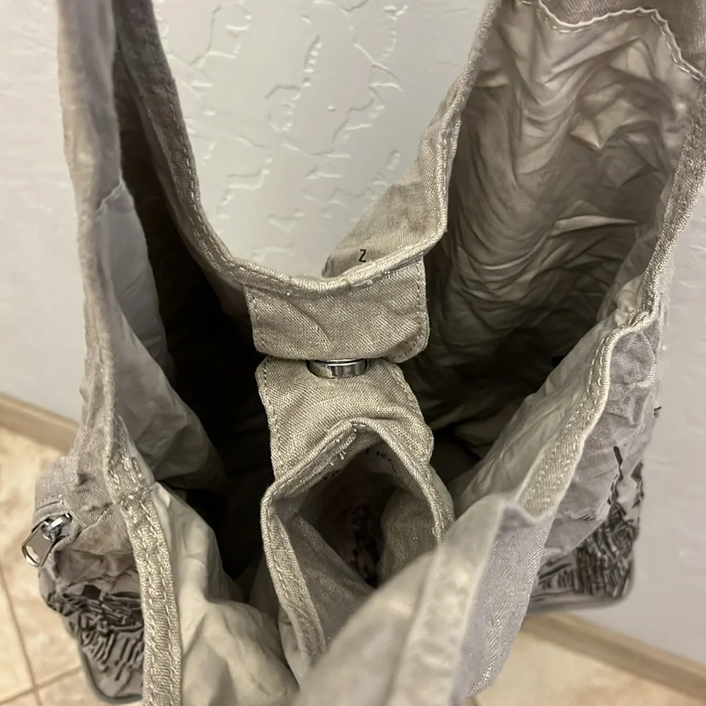 Nordstrom Tote Bag NWT Cityscape Silver Travel Fold Zip Up Packable Reusable